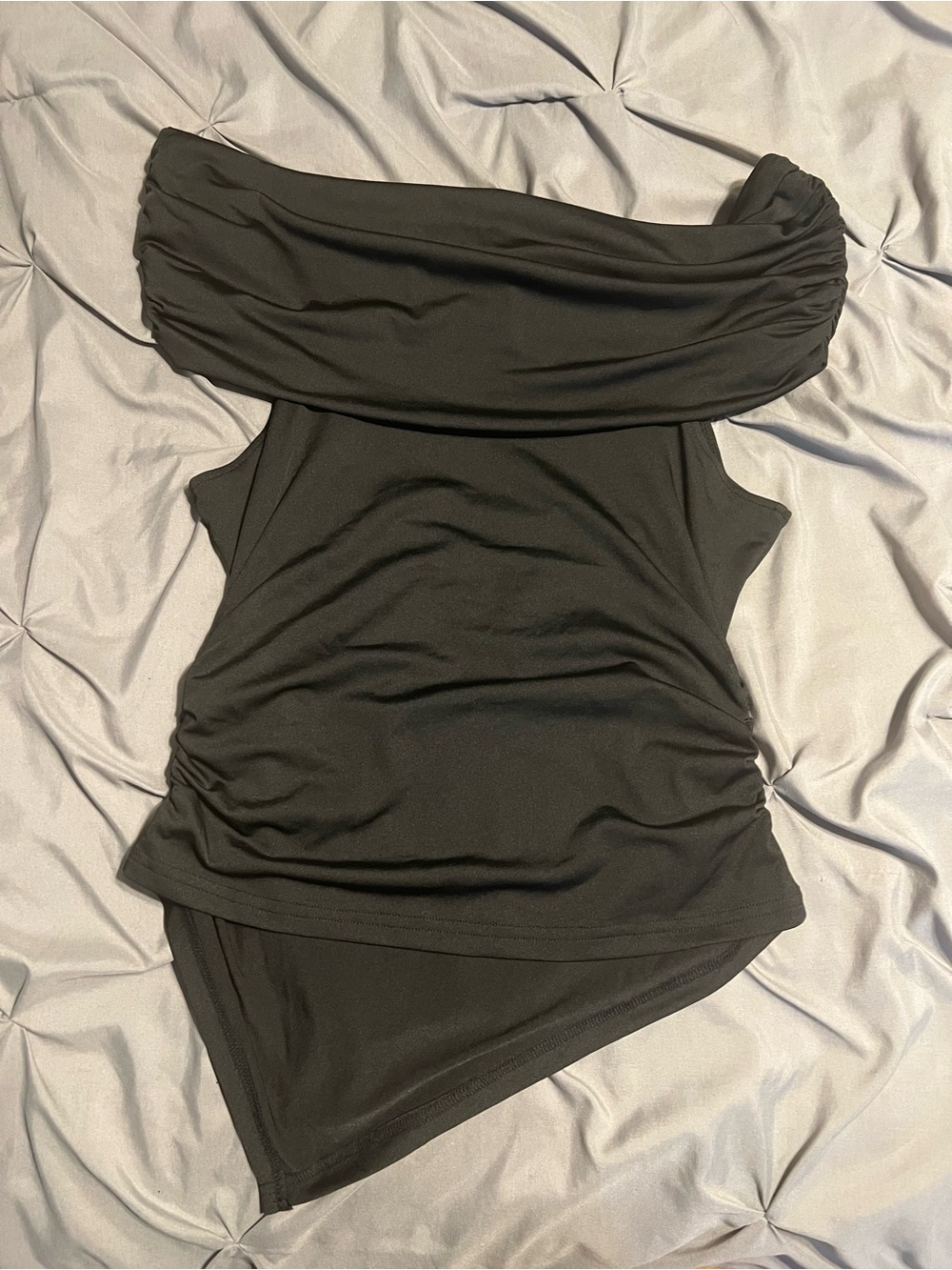 SHEIN Black Off-Shoulder Asymmetric Ruched Top